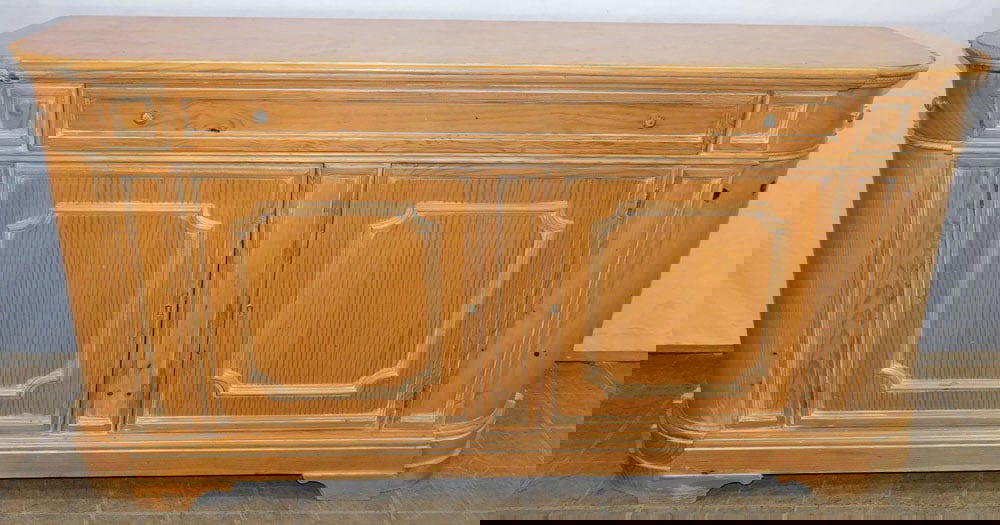 Pine Bow Front 3 Drawer 2 Door Sideboard (1 of 7)