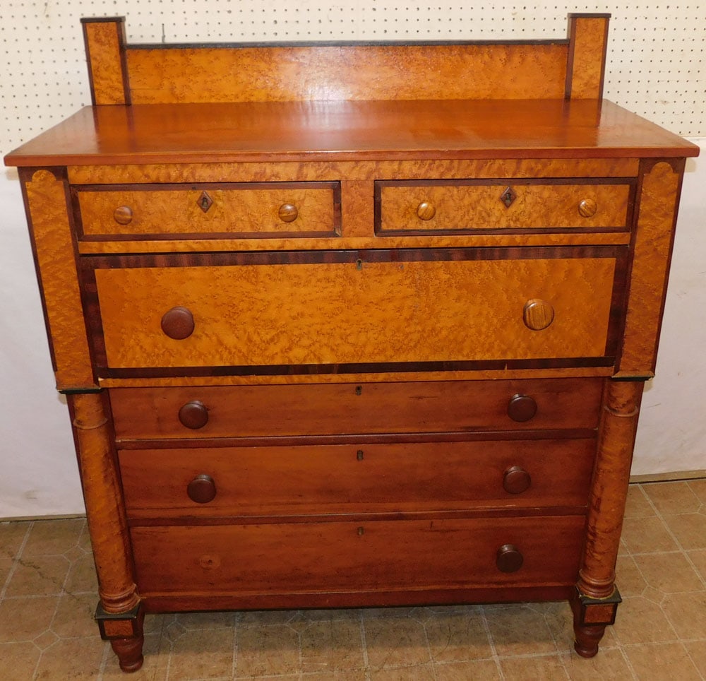 19th Century Cherry & Birds Eye Maple 2/4 Drawer Chest (1 of 4)