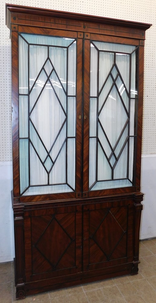 19th Century Mahogany 2 Part Glass Door Cabinet (1 of 7)