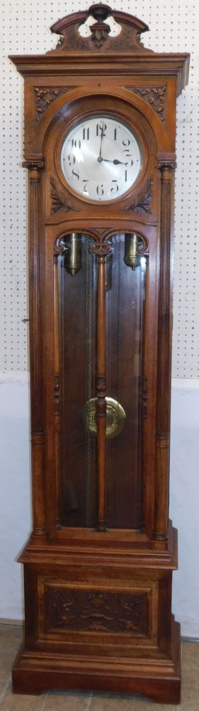 Antique Carved Walnut Grandfather Clock (1 of 7)