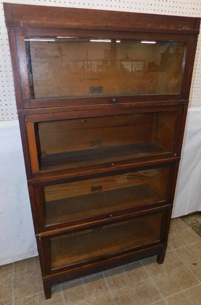 Antique Oak 4 Section Barrister Bookcase by Globe Wernicke (1 of 6)