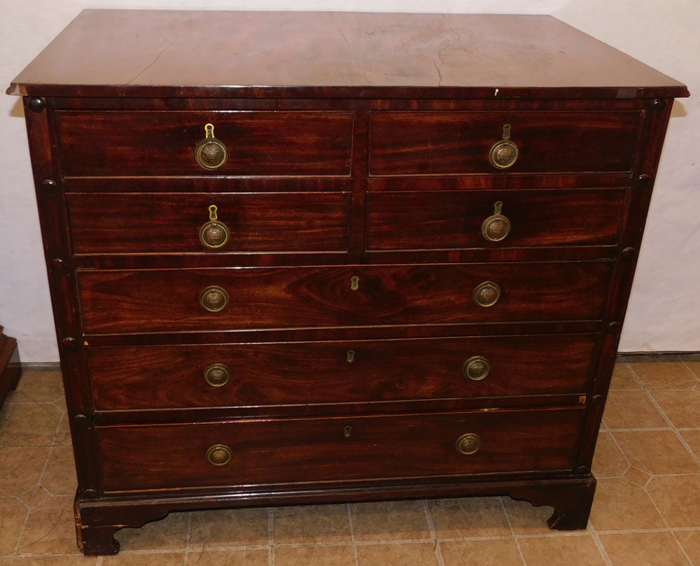 19th Century Mahogany 2/2/3 Drawer Chest: 19th Century Mahogany 2/2/3 Drawer Chest . 37 1/4" W 22 3/4" D 33 1/2" H "ALL DESCRIPTIONS AND ANY CONDITION STATEMENT GIVEN BY LANGSTON AUCTION GALLERY ARE STRICTLY OPINIONS AND LANGSTON'S SHALL HAVE