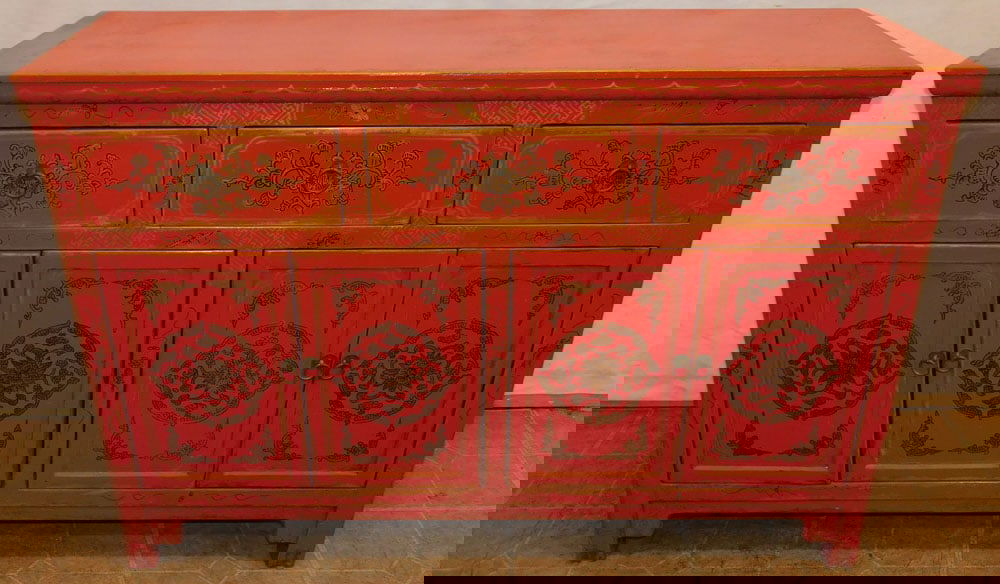 Paint Decorated & Lacquered Oriental Console (1 of 5)