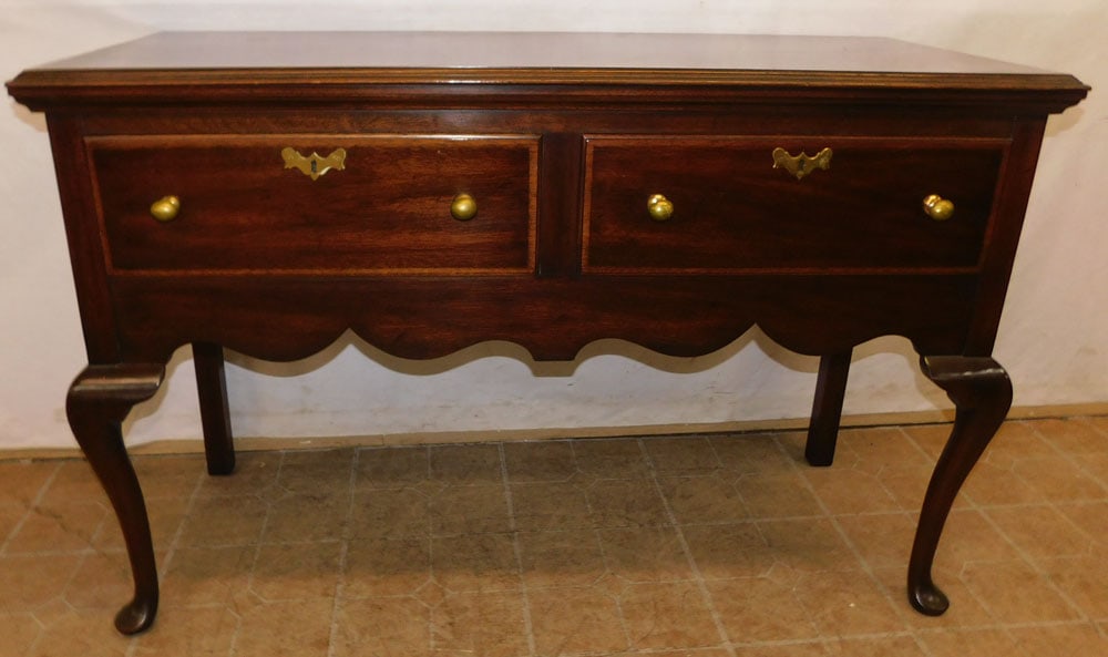 Mahogany 2 Drawer Queen Anne Style Sideboard by Henkel Harris (1 of 6)