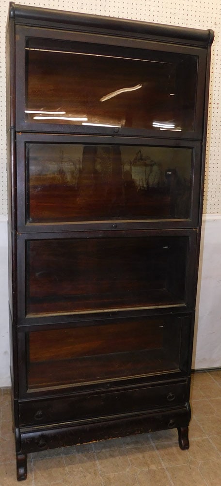 Antique Mahogany 4 Section Barrister Bookcase with 2 Drawer Base (1 of 5)