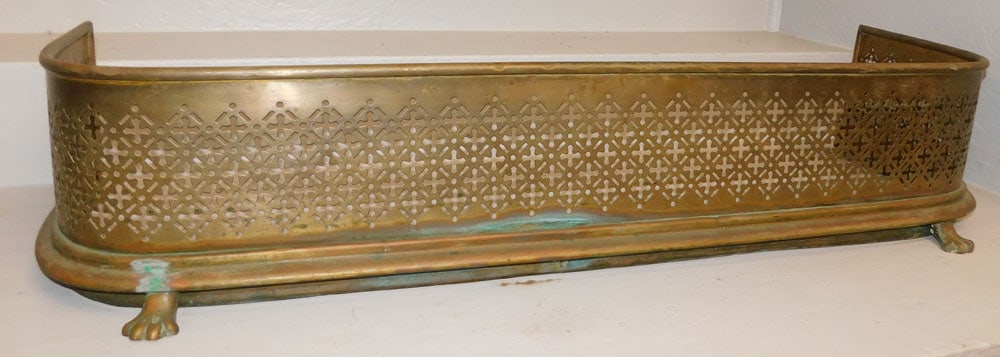 Antique Brass Open Work Fireplace Fender (1 of 3)