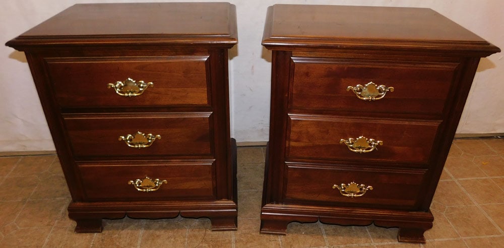 Pair of Cherry 3 Drawer Night Stands (1 of 5)
