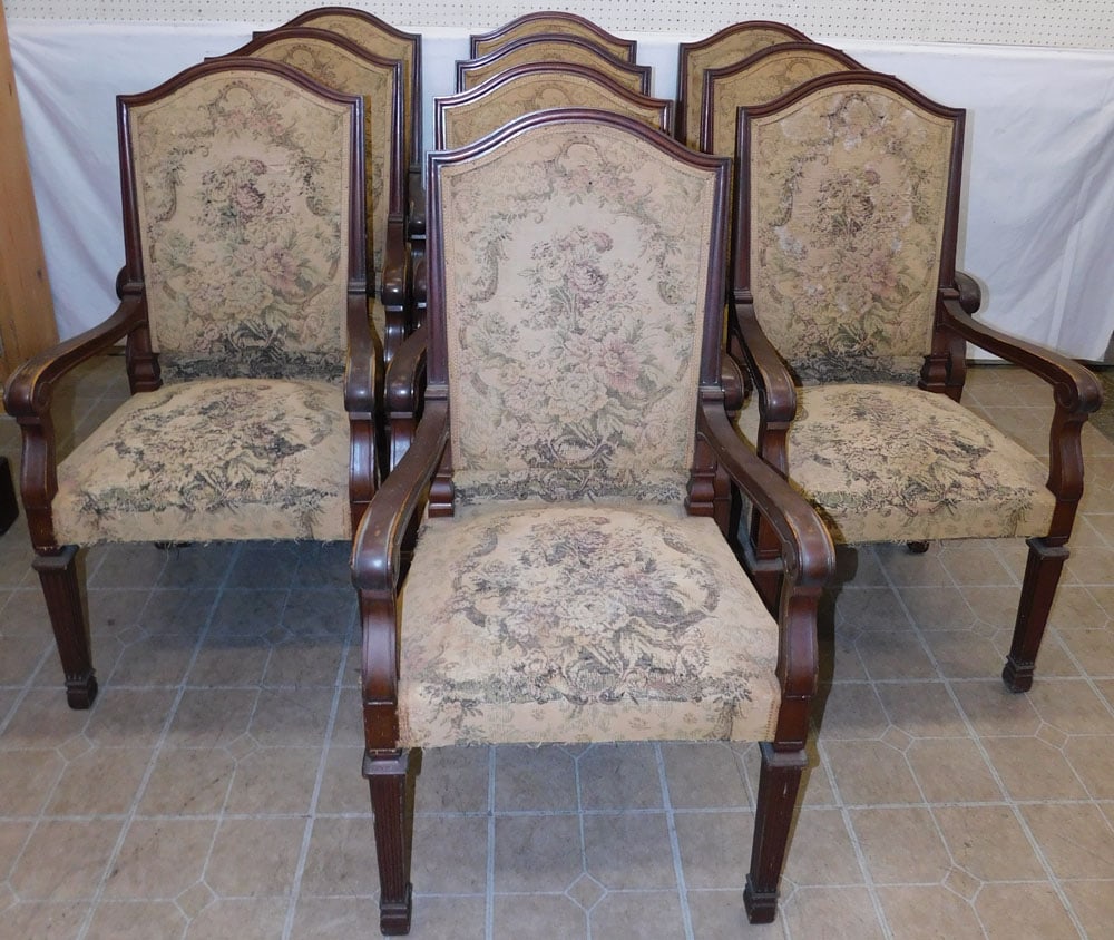 Set of 10 Mahogany Arm Chairs (1 of 6)