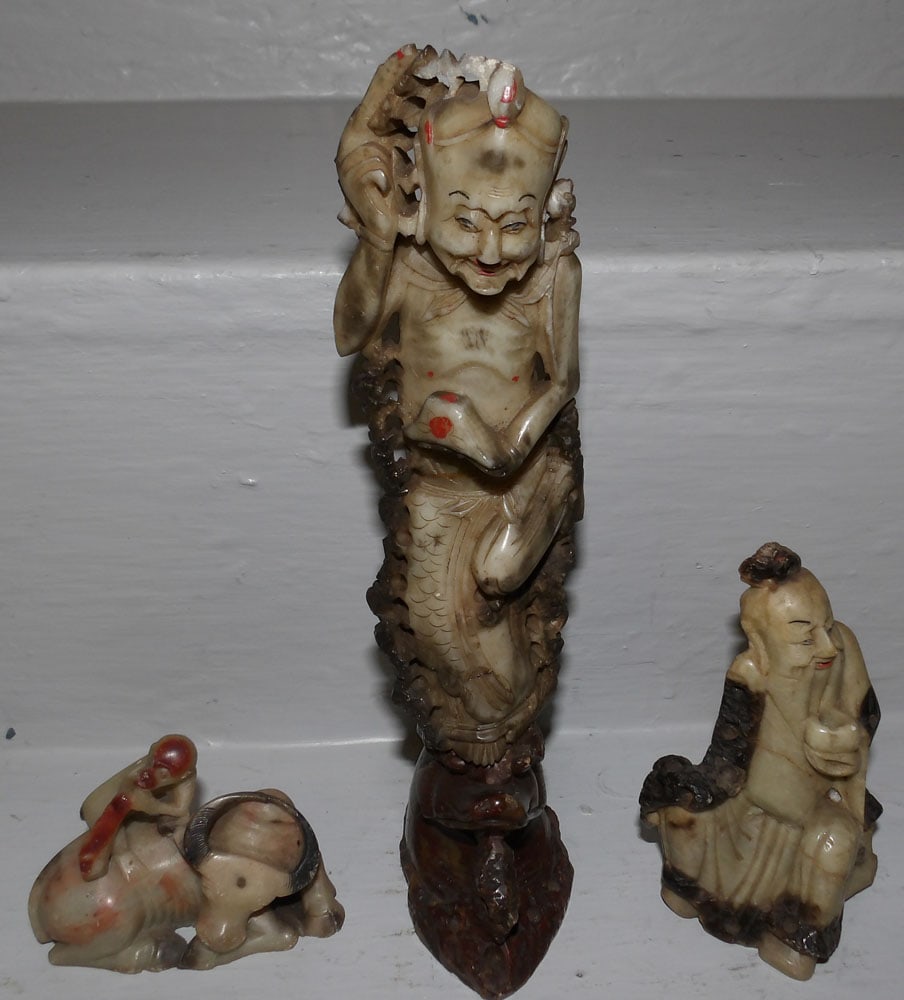 3 Oriental Carved Stone Items (1 of 3)