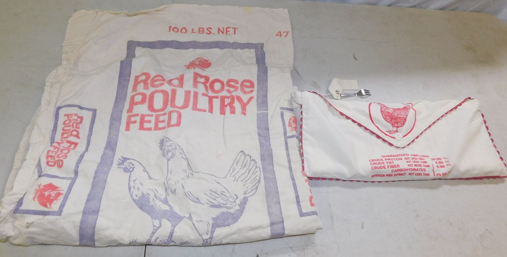Lot of Advertising Feed Bags: Lot of Advertising Feed Bags . "ALL DESCRIPTIONS AND ANY CONDITION STATEMENT GIVEN BY LANGSTON AUCTION GALLERY ARE STRICTLY OPINIONS AND LANGSTON'S SHALL HAVE NO RESPONSIBILITY FOR ERRORS OR OMISSIONS