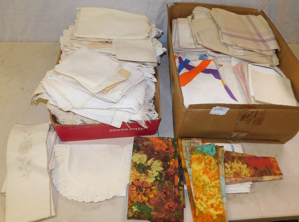 Lot of Linens: Lot of Linens . "ALL DESCRIPTIONS AND ANY CONDITION STATEMENT GIVEN BY LANGSTON AUCTION GALLERY ARE STRICTLY OPINIONS AND LANGSTON'S SHALL HAVE NO RESPONSIBILITY FOR ERRORS OR OMISSIONS. THE ABSENCE O