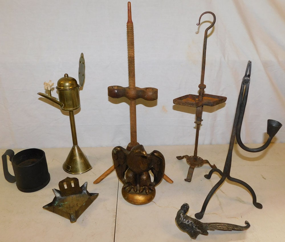 Lot of Antique Brass Oil Lamp & Country Items (1 of 4)