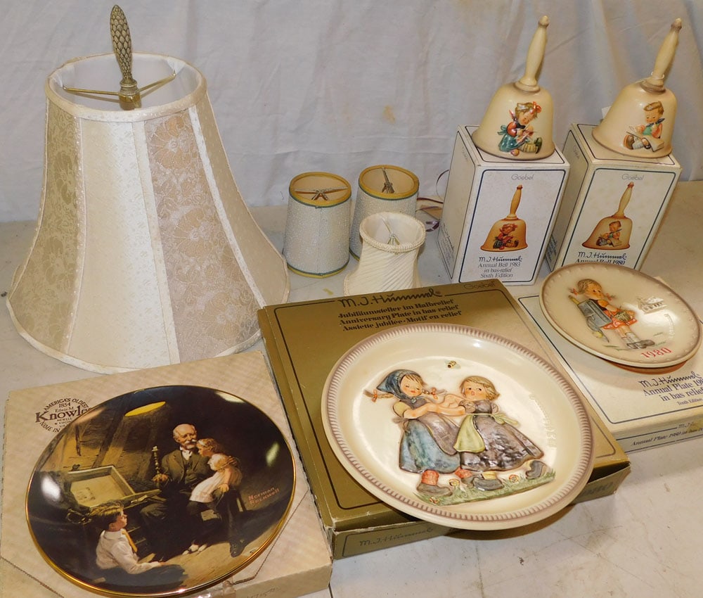 Lot of Goebel Porcelain Items & Lamp Shades: Lot of Goebel Porcelain Items & Lamp Shades. "ALL DESCRIPTIONS AND ANY CONDITION STATEMENT GIVEN BY LANGSTON AUCTION GALLERY ARE STRICTLY OPINIONS AND LANGSTON'S SHALL HAVE NO RESPONSIBILITY FOR ERROR