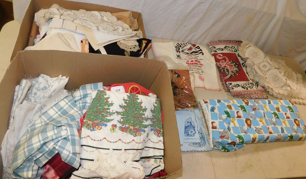 Lot of Linens: Lot of Linens . "ALL DESCRIPTIONS AND ANY CONDITION STATEMENT GIVEN BY LANGSTON AUCTION GALLERY ARE STRICTLY OPINIONS AND LANGSTON'S SHALL HAVE NO RESPONSIBILITY FOR ERRORS OR OMISSIONS. THE ABSENCE O