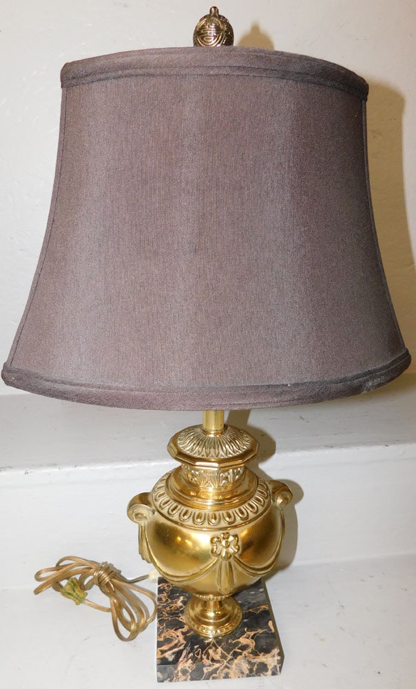 Gilded Metal & Marble Base Lamp (1 of 3)