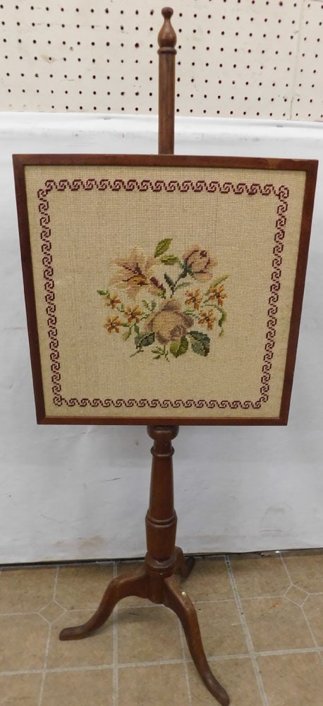 Walnut & Needlepoint Firescreen (1 of 3)