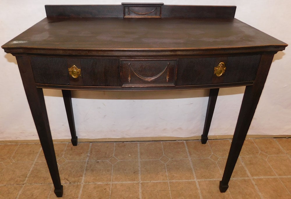 Mahogany 1 Drawer Console: Mahogany 1 Drawer Console. 36" W 17" D 33 1/2" H"ALL DESCRIPTIONS AND ANY CONDITION STATEMENT GIVEN BY LANGSTON AUCTION GALLERY ARE STRICTLY OPINIONS AND LANGSTON'S SHALL HAVE NO RESPONSIBILITY FOR ER