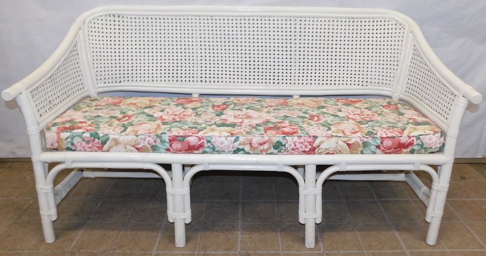 Painted Rattan Bench (1 of 4)