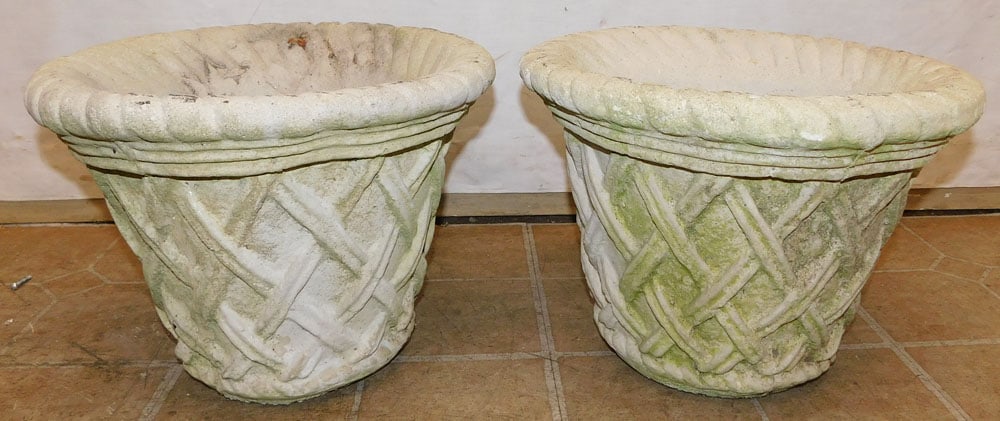 Pair of Cast Concrete Planters (1 of 2)