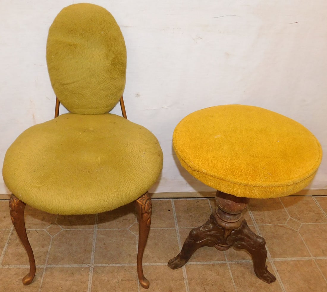 Antique Piano Stool & Mid Century Modern Stool (1 of 4)