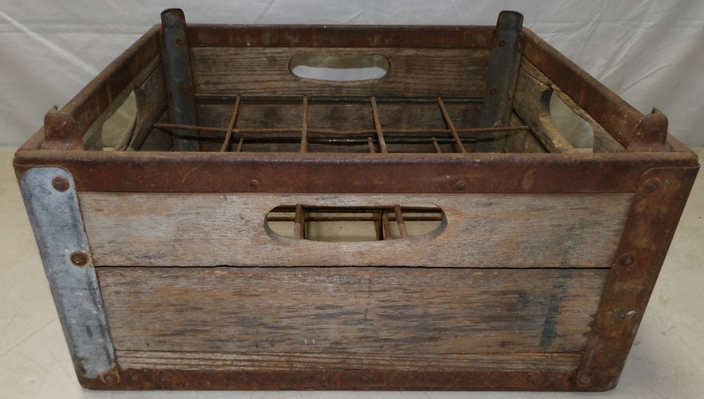Antique Wood & Metal Bound Milk Crate (1 of 3)