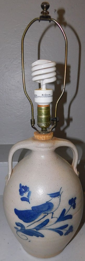 Double Handle Whisky Jug Lamp with Blue Bird Decoration (1 of 3)