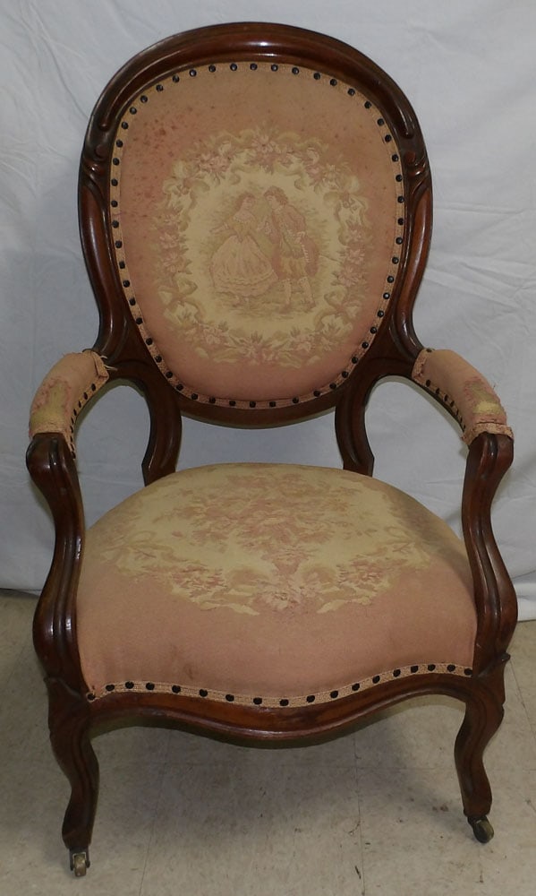 Antique Walnut Victorian Arm Chair (1 of 4)