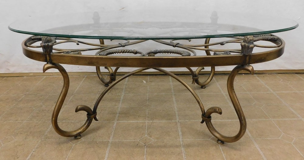 Glass Top & Metal Base Coffee Table (1 of 5)