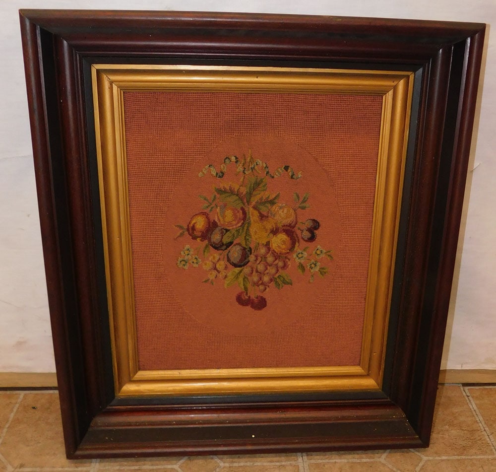 antique Victorian framed needlework (1 of 3)