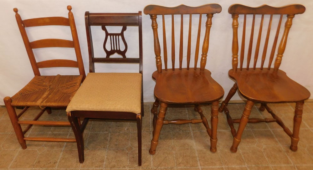lot of side chairs: lot of side chairs. Up to 34 3/4" H"ALL DESCRIPTIONS AND ANY CONDITION STATEMENT GIVEN BY LANGSTON AUCTION GALLERY ARE STRICTLY OPINIONS AND LANGSTON'S SHALL HAVE NO RESPONSIBILITY FOR ERRORS OR OMISS