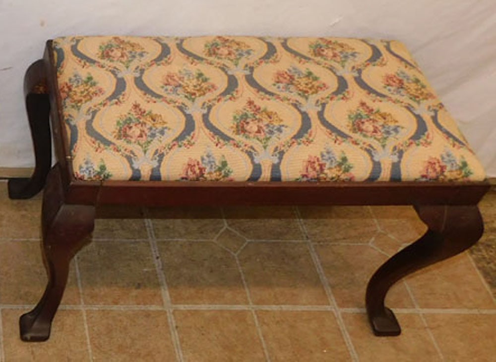 mahogany upholstered top bench (1 of 3)