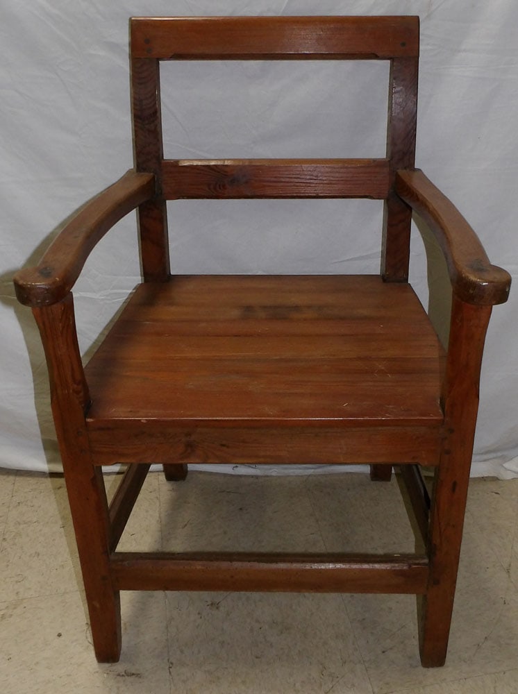 19th century heart pine pegged arm chair (1 of 3)
