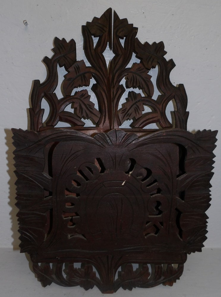 carved walnut Victorian letter holder (1 of 4)