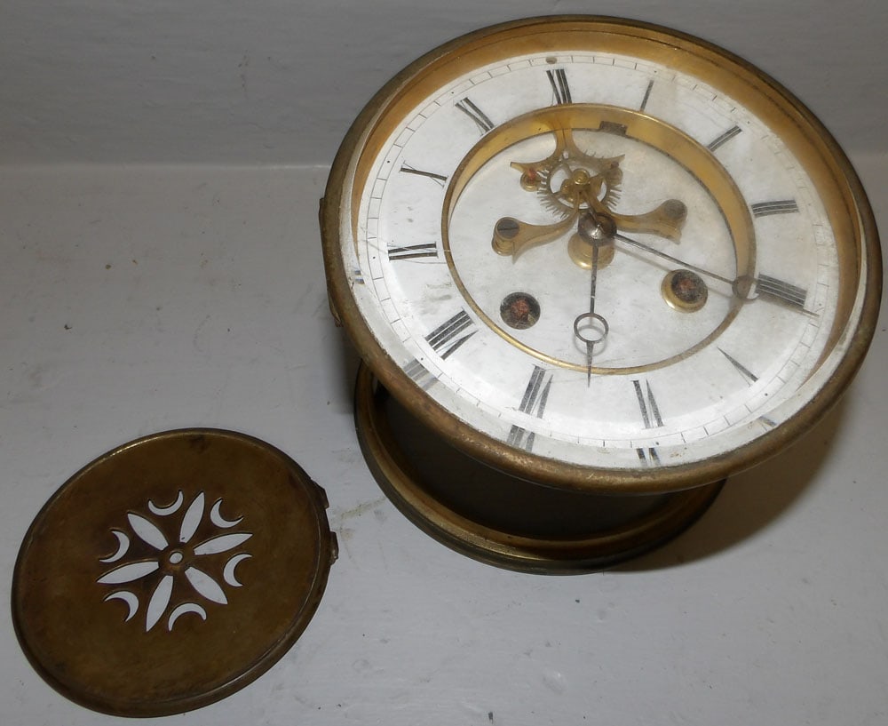 antique open escapement spring driven clock works (1 of 3)