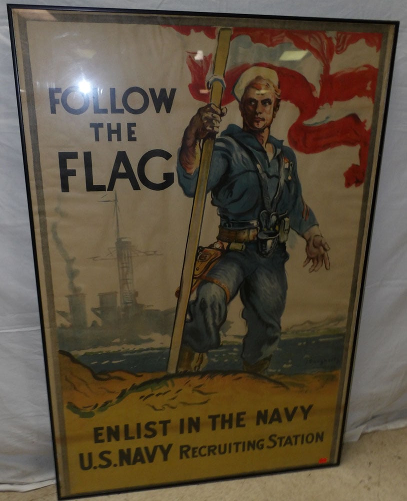 antique framed u.s navy advertisement (1 of 2)