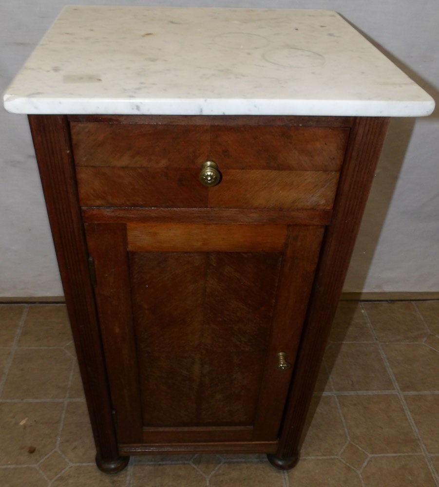 antique walnut marble top nightstand (1 of 5)