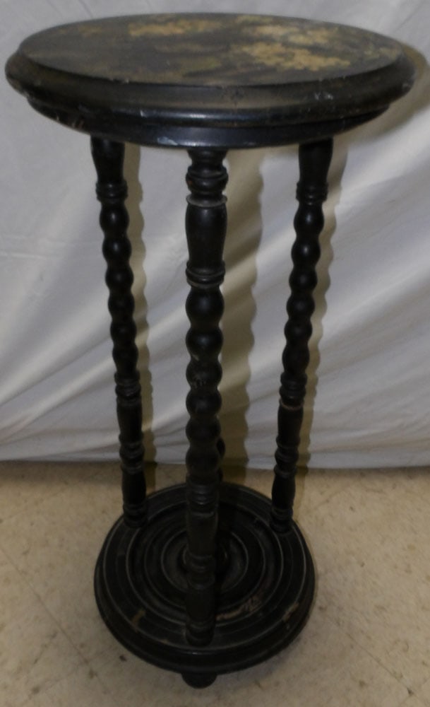 black lacquered round plant stand (1 of 4)