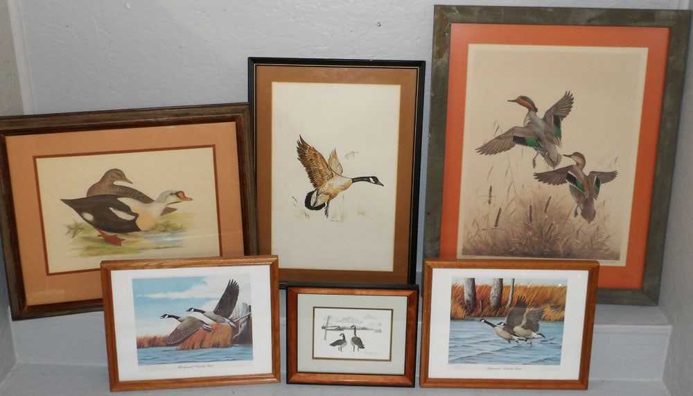 Lot of Framed Canadian Geese & Mallard Duck Prints, Engravings, & Colored Etching, (Artist Signed) (1 of 7)