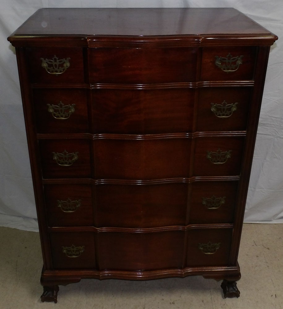cherry 5 drawer tall chest by Kling: cherry 5 drawer tall chest by Kling. 35 1/4" W 21" D 47 1/2" H"ALL DESCRIPTIONS AND ANY CONDITION STATEMENT GIVEN BY LANGSTON AUCTION GALLERY ARE STRICTLY OPINIONS AND LANGSTON'S SHALL HAVE NO RESPONS