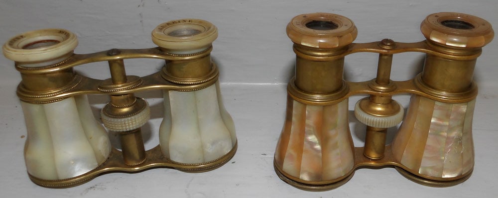 2 brass and mother of pearl opera glasses (1 of 3)
