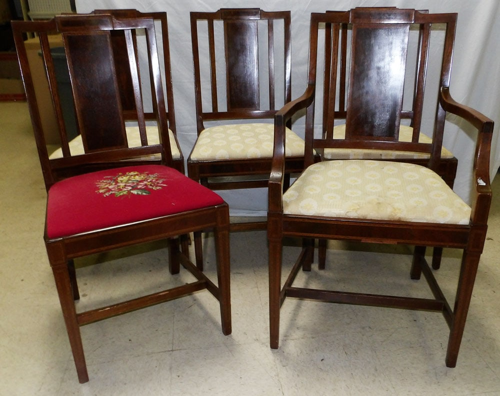 set of 5 antique mahogany dining chairs (1 of 6)