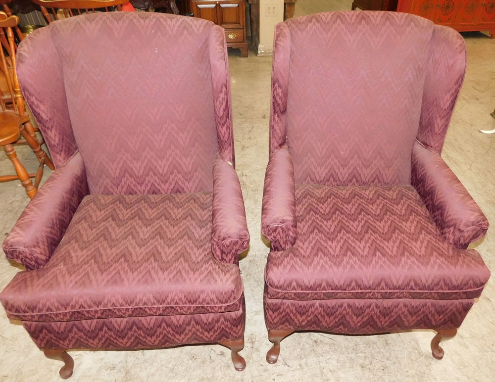 pair of upholstered wing back chairs (1 of 6)