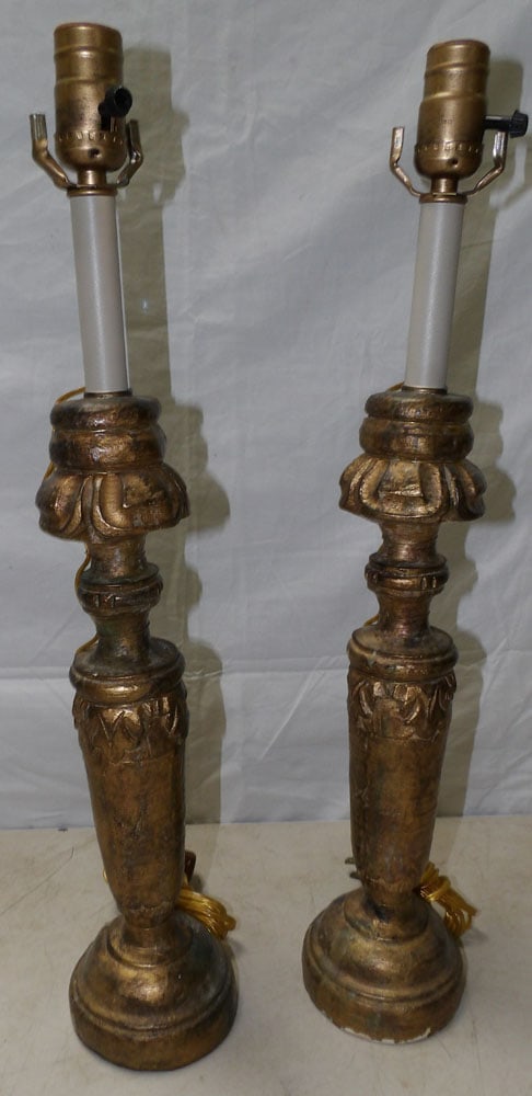 pair gilded ceramic lamps (1 of 2)