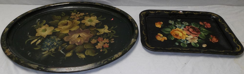 2 painted tole serving trays (1 of 5)
