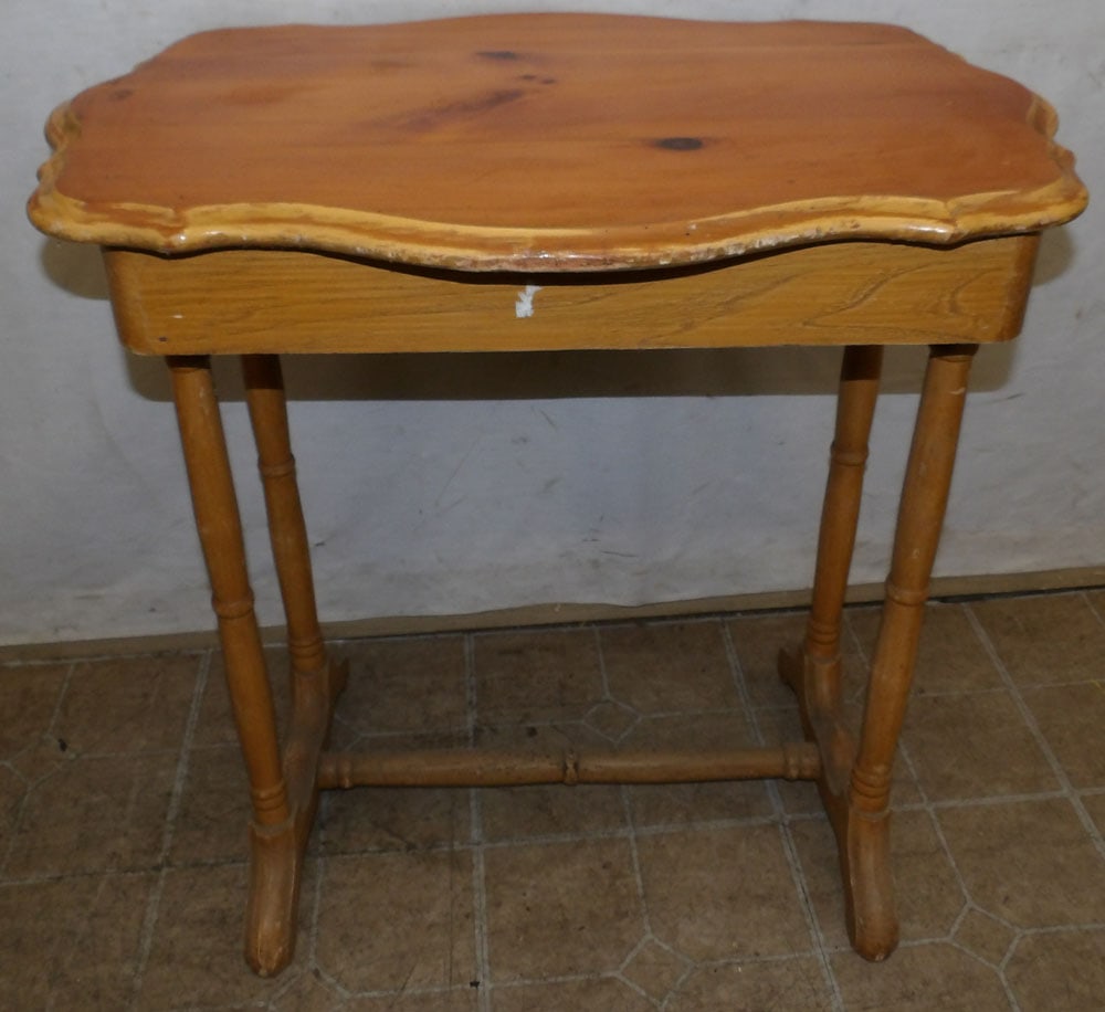 antique painted one drawer table (1 of 3)