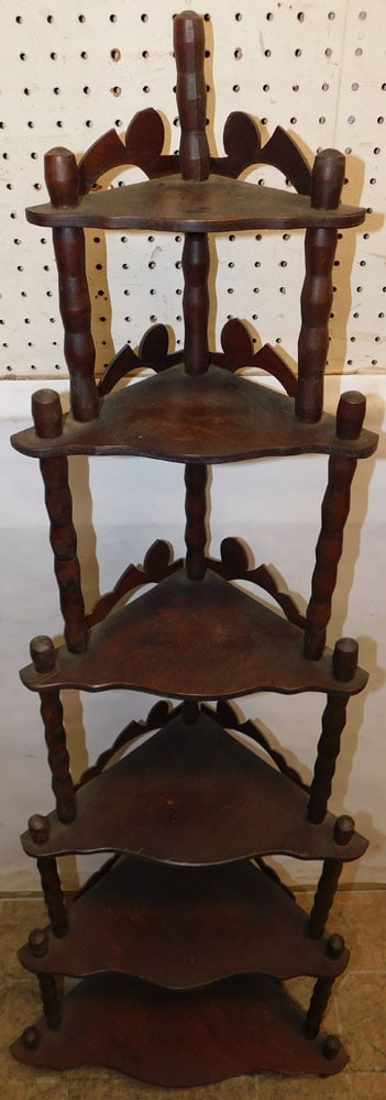 walnut corner shelf whatnot (1 of 4)