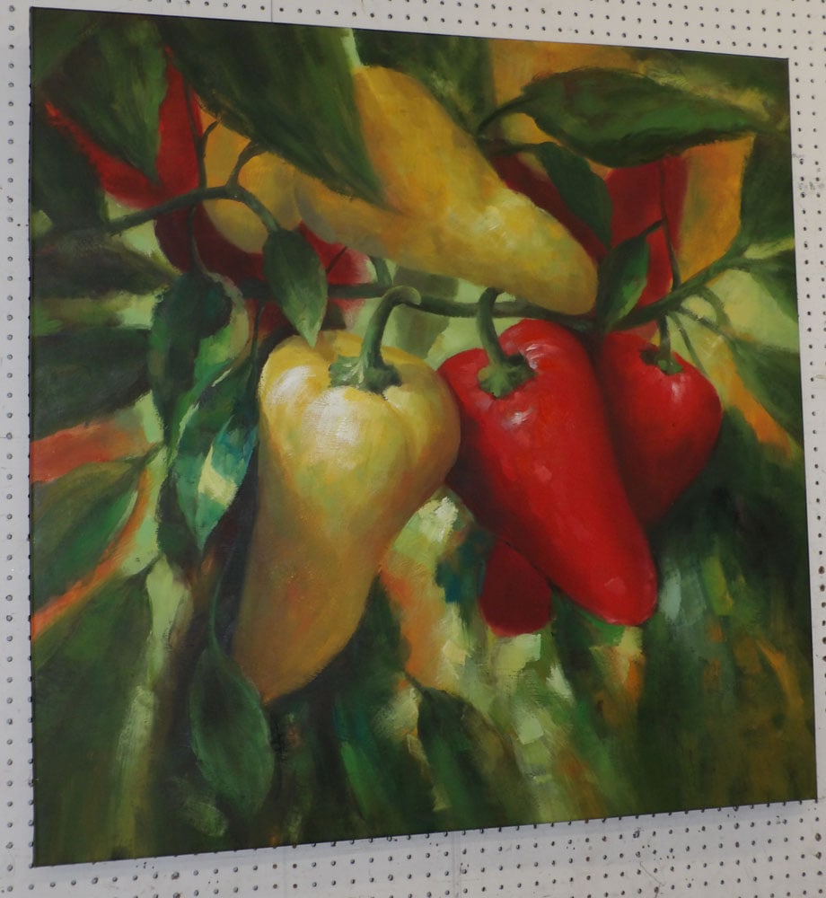 Large Modern Oil on Canvas of Chili Peppers (1 of 5)