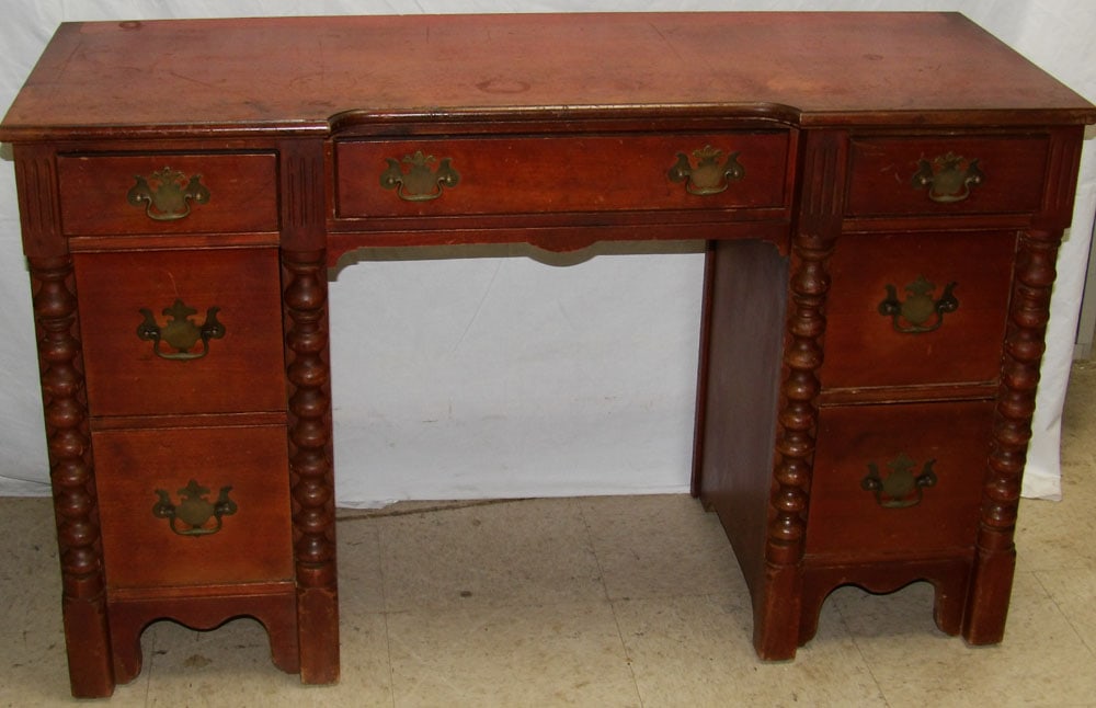 Cherry Jenny Lynn Style Kneehole Vanity by The Sandhill Line: Cherry Jenny Lynn Style Kneehole Vanity. "ALL DESCRIPTIONS AND ANY CONDITION STATEMENT GIVEN BY LANGSTON AUCTION GALLERY ARE STRICTLY OPINIONS AND LANGSTON'S SHALL HAVE NO RESPONSIBILITY FOR ERRORS OR