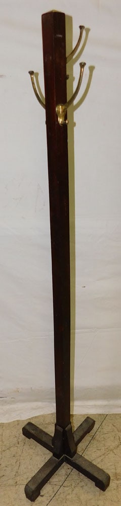 Antique Mahogany Hat Stand: Antique Mahogany Hat Stand. 64 1/2" H"ALL DESCRIPTIONS AND ANY CONDITION STATEMENT GIVEN BY LANGSTON AUCTION GALLERY ARE STRICTLY OPINIONS AND LANGSTON'S SHALL HAVE NO RESPONSIBILITY FOR ERRORS OR OMI