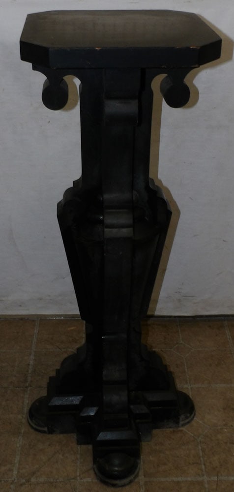Antique Black Lacquered Pedestal (1 of 3)